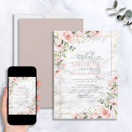 Guld Greenery Dusty Rosa Blommigt Shower Inbjudningar