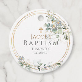 Guld Greenery Eucalyptus Boy Baptism Gåvor Etiketter
