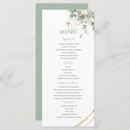 Guld Greenery Eucalyptus Boy Baptism Menu Meny