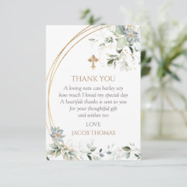 Guld Greenery Eucalyptus Boy Baptism Tack Kort