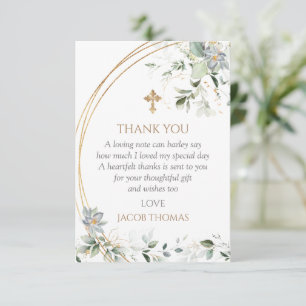 Guld Greenery Eucalyptus Boy Baptism Tack Kort
