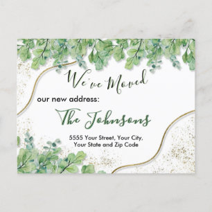 Guld Greenery Eucalyptus (Home Flytta Announcement Vykort