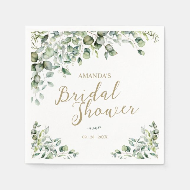 Guld Greenery Eucalyptus Möhippa Pappersservett (Framsidan)