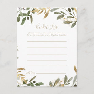 Guld Greenery Fall Bucket List-kort Vykort