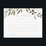 Guld Greenery Fall Wedding Adapter Vykort<br><div class="desc">Det här guld gienery faller på bröllopskort är perfekt för ett modernt bröllop. Konstruktionen har en karakteristisk konstnärlig grönt och guld blad. De här korten är perfekter för bröllop,  möhippa,  babydusch,  studentfest och mycket mer. Anpassa korten med namn från bruden och brudgummen,  blivande föräldrar eller student.</div>