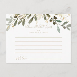 Guld Greenery Fall Wedding Adapter Vykort