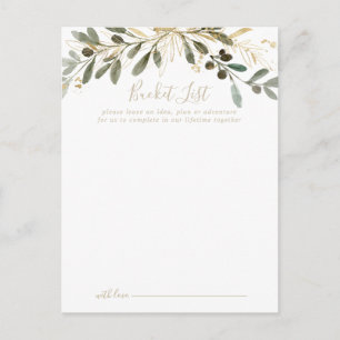 Guld Greenery Fall Wedding Bucket List Cards Vykort