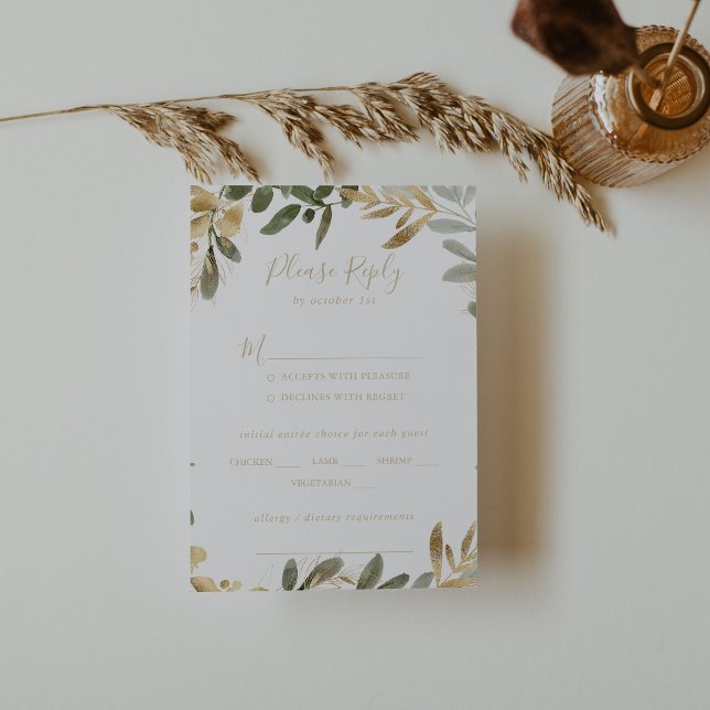 Guld Greenery Fall Wedding Menu Choice OSA (Skapare uppladdad)