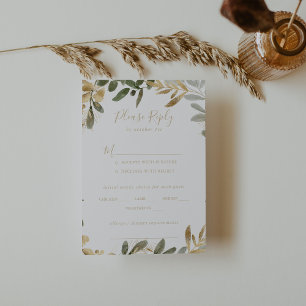 Guld Greenery Fall Wedding Menu Choice OSA Kort