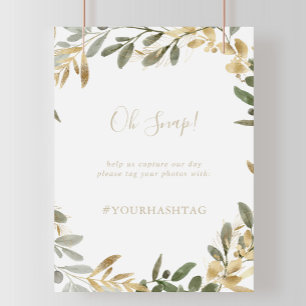 Guld Greenery Fall Wedding Oh Snap Sign Poster