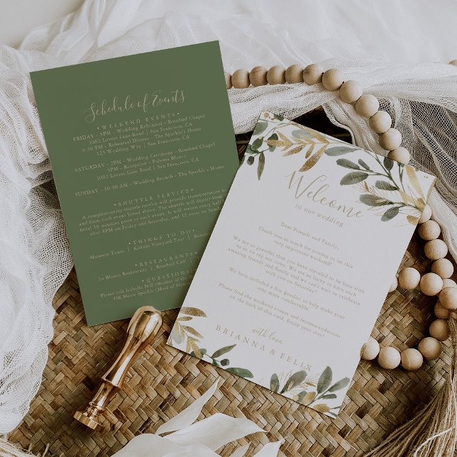 Guld Greenery Fall Wedding Välkommen Brev (Skapare uppladdad)