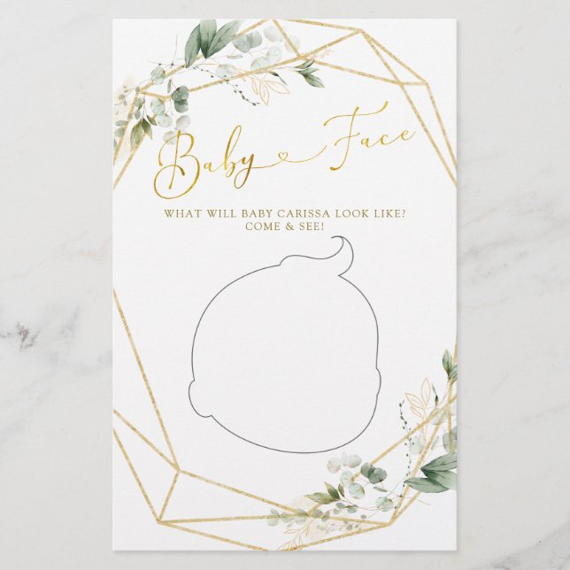 Guld Greenery Geometric Baby i Bloom Baby Ansikte (Framsida)