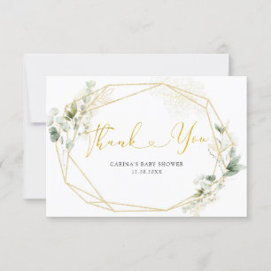 Guld Greenery Geometric Baby i Bloom Baby Shower Tack Kort