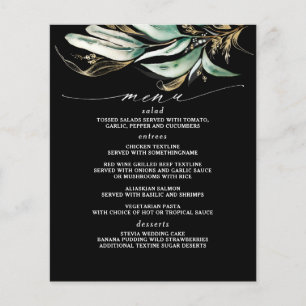 Guld Greenery Gren Black Menu Flygblad