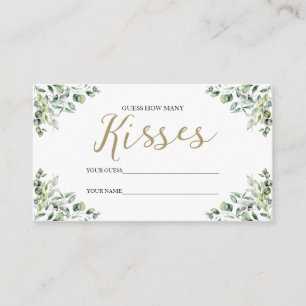 Guld Greenery Hur många Kisses Möhippa-spel Tilläggskort
