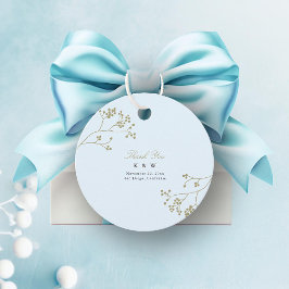 Guld Greenery Ice Blue Elegant Chic Winter Wedding Gåvor Etiketter