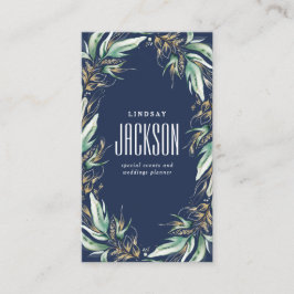 Guld Greenery Wandey Snyggt Navy Blue Visitkort
