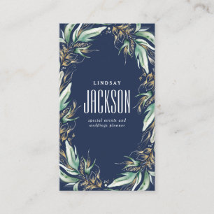 Guld Greenery Wandey Snyggt Navy Blue Visitkort