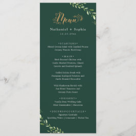 Guld Greenery Watercolor Bröllop Dinner Menu Meny