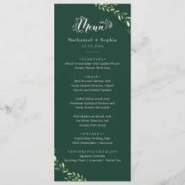 Guld Greenery Watercolor Bröllop Dinner Menu Meny