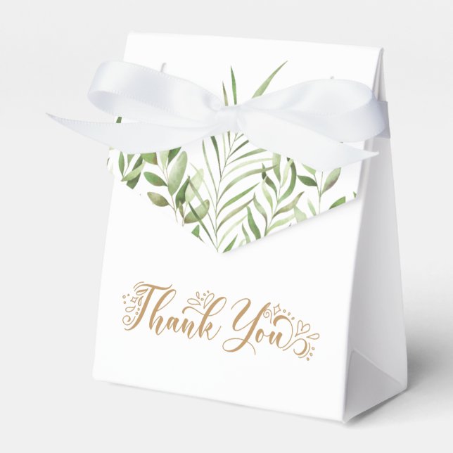 Guld Greenery Watercolor Eucalyptus Bröllop Presentaskar (Framsidan Sidan)