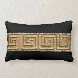 Guld grekiska Nyckel vid Svarta Dekorativ kudde