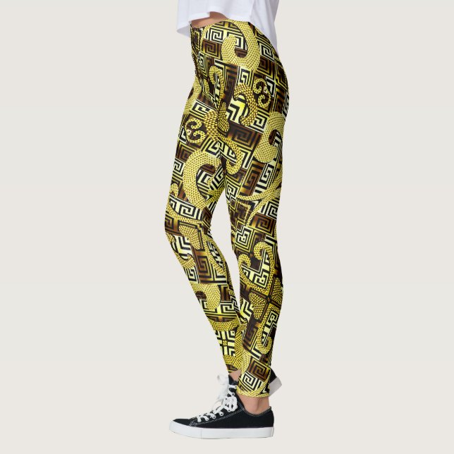 Guld Grekiska Nyckel Women Leggings (Vänster)