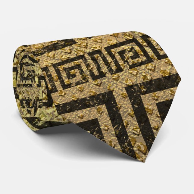 Guld- grekiskt slingringarmönster för vintage slips (Rullad)