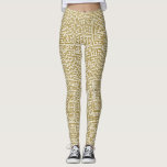Guld- greknyckeldamasker leggings<br><div class="desc">Greknyckelmönster i guld</div>