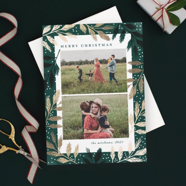 Guld Grenar 2 Fotojul Julkort (Skapare uppladdad)