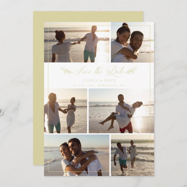 Guld Grenar Chic Collage 6 Foton Bröllop (Fram/baksida)