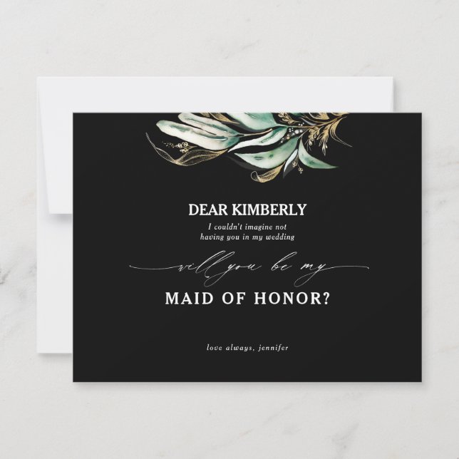 Guld Grey Maid of honor / Bridesmaid Frieri Inbjudningar (Framsida)