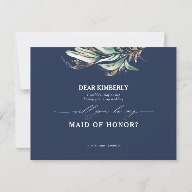 Guld Grey Maid of honor / Bridesmaid Frieri Inbjudningar (Framsida)
