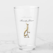 Guld Greyhound Hund Elegant Monogram