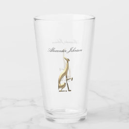Guld Greyhound Hund Elegant Monogram Glaskopp