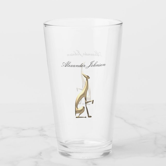 Guld Greyhound Hund Elegant Monogram Glaskopp (Framsida)