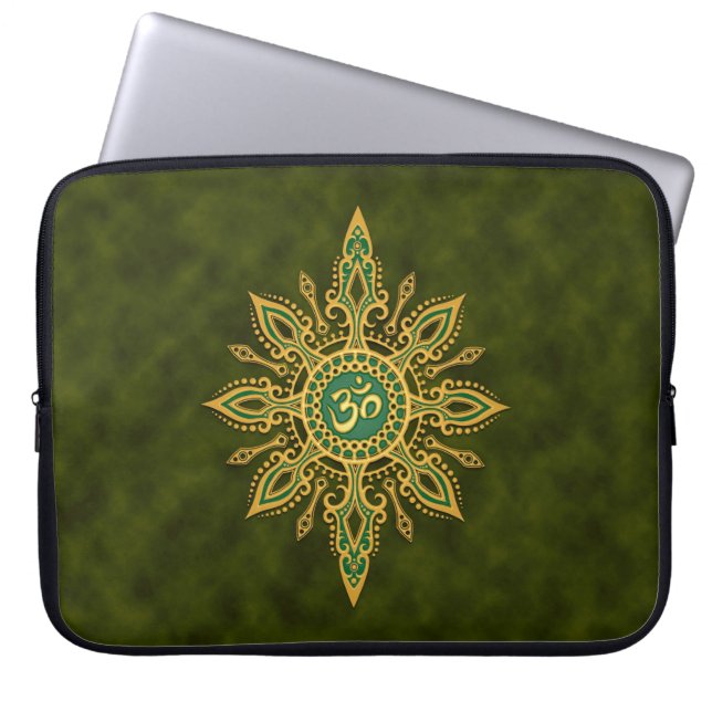 Guld- grön Aum stjärna Laptop Sleeve (Framsidan)