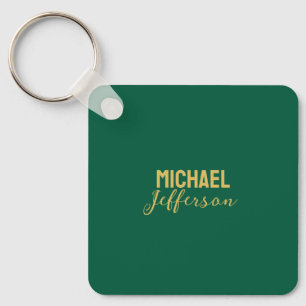 Guld grön färg elegant modern minimalistisk namn nyckelring