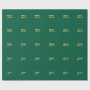 Guld grön färg elegant modern minimalistisk namn presentpapper