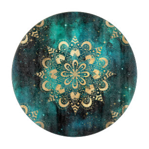 Guld & Grön Galaxy Dharma Mandala Mönster