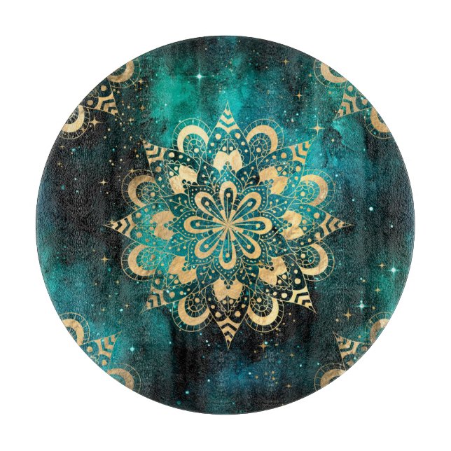 Guld & Grön Galaxy Dharma Mandala Mönster (Framsidan)