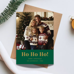 Guld Grön Rolig Ho Ho Ho Jul Foto Julkort