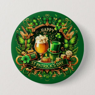 Guld & Grön utsmyckad St. Patricks dag-firande Knapp