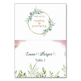 Guld Grönska Gästs Namn Bröllopsplats Kort