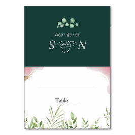 Guld Grönska Platt Bröllopsplatskort Bordsnummer