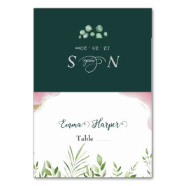 Guld Grönska Utskrivbara Platskort för Bröllop Bordsnummer