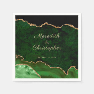 Guld Grönt Agate Bröllop Napkins Pappersservett