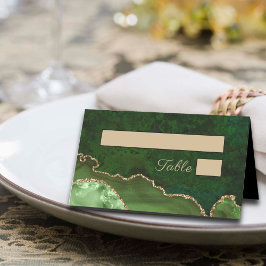 Guld Grönt Agate Bröllop Place Card Placeringskort