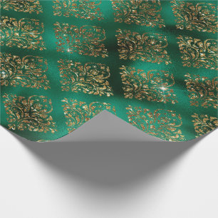 Guld Grönt Damask Elegant Chic jul jul Presentpapper