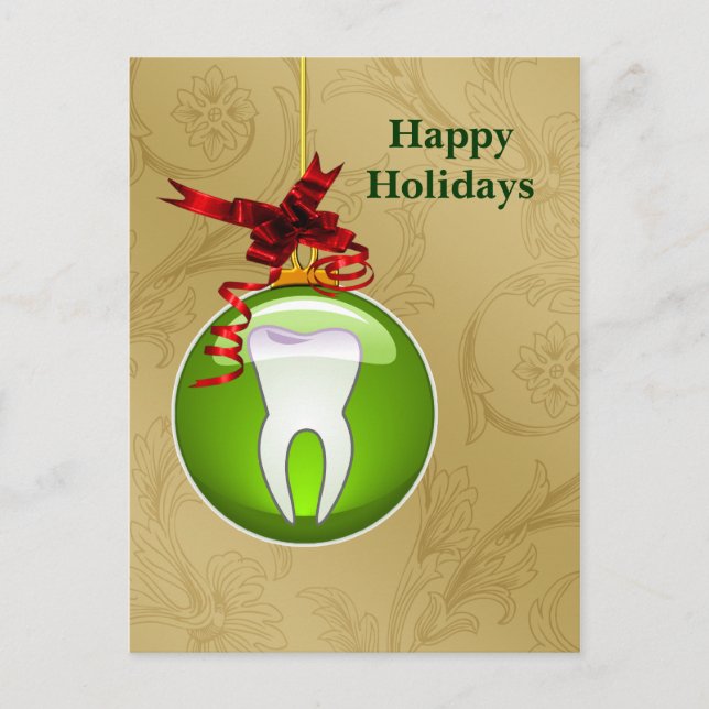 guld grönt Dentist Helgdagskort Helg Vykort (Framsida)